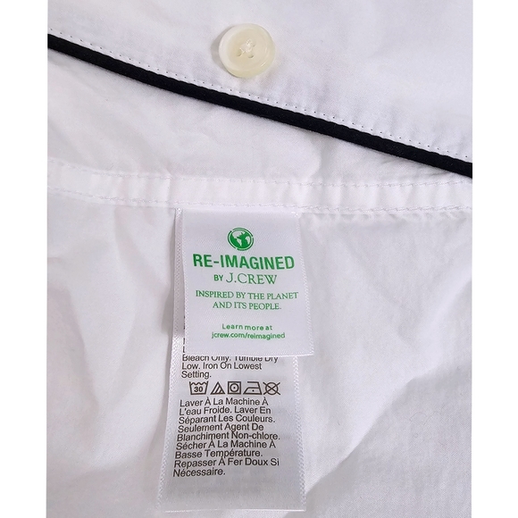 J. Crew White End on End Cotton Long Sleeve Women Pajama Set - Picture 9 of 9